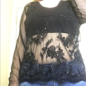 👀ANY 5 FOR $15👀 
See through cute black shirt